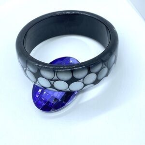 Retro Black Wide Bangle Bracelet